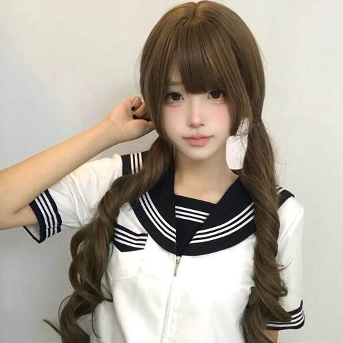 假发女古早Doll感罗马卷Lolita双马尾甜美风长卷发日常甜美全头套