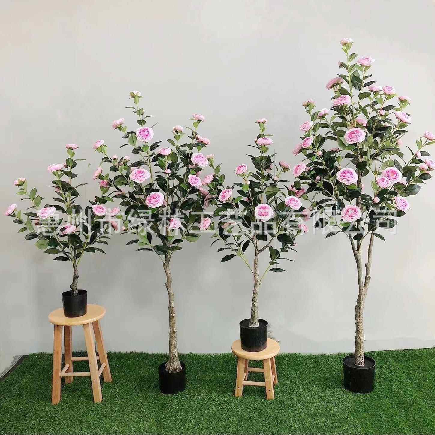 仿真玫瑰盆栽假月季花栽客厅餐花桌摆件茶花仿LL-23真绿植盆干花