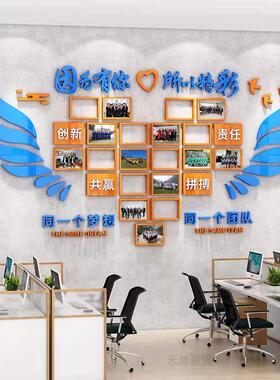 员工风采展示墙团队励志公司文化墙办公室墙面装饰企业形象照片墙