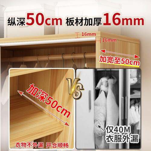 实木门简易衣柜推拉家用推拉门衣卧室纳小户出租房储物收型木质衣