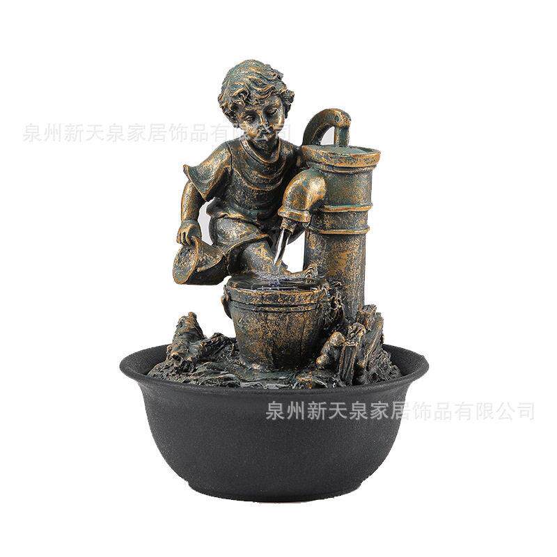 现客厅流水生财摆件创意家居装饰电视柜茶几循环水景喷泉加湿器