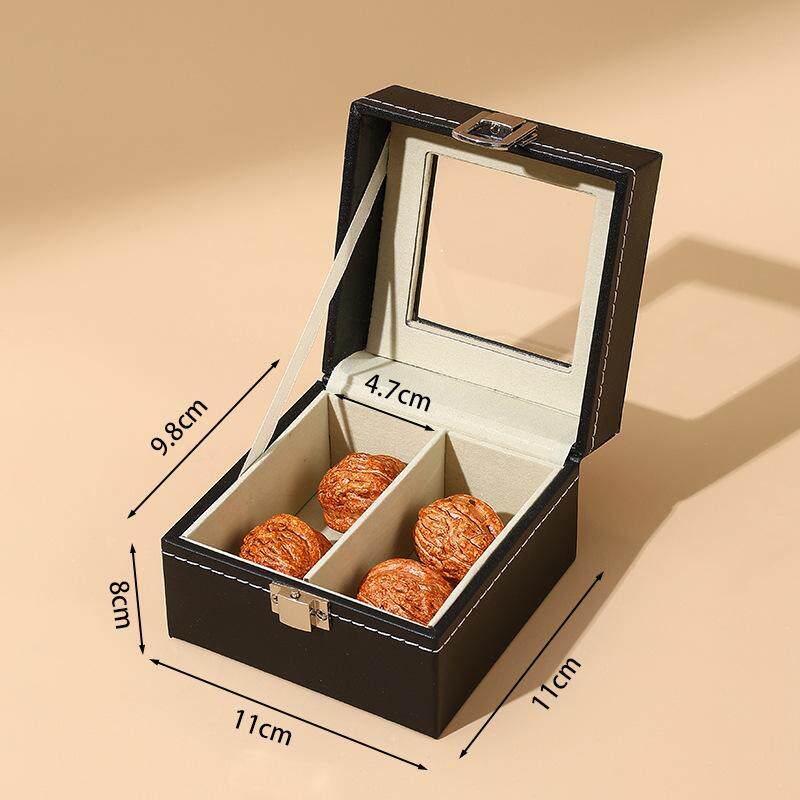 大容量核桃收纳盒家用储物盒玻璃盖木盒文玩手串长串收纳盒饰品盒