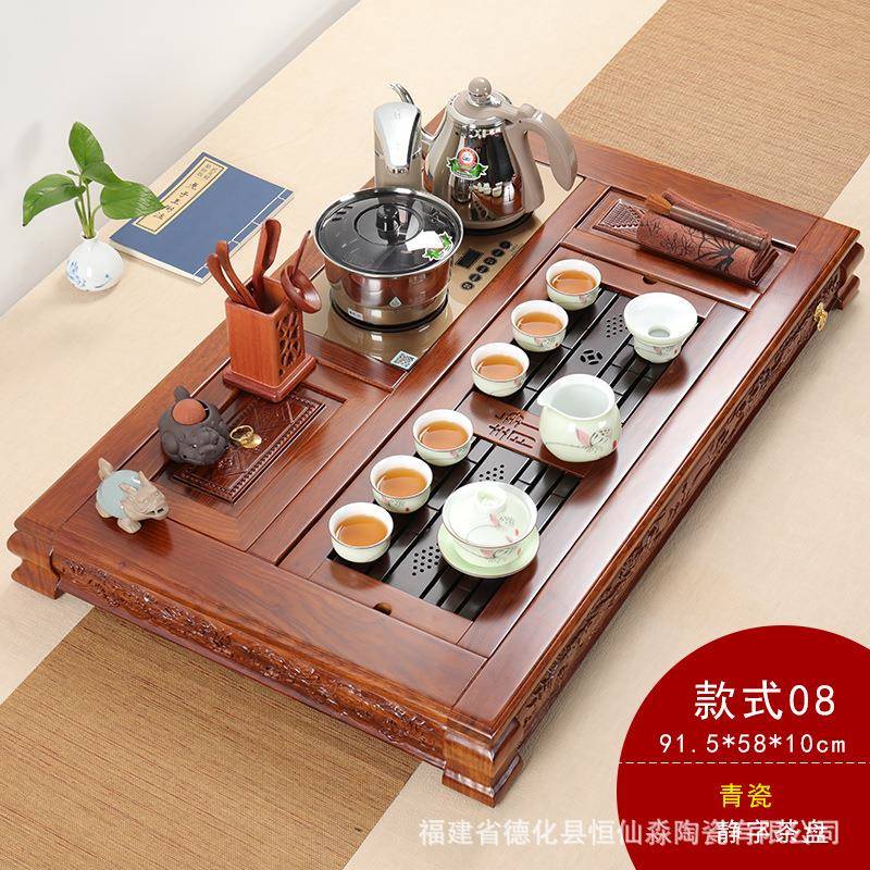 整块花梨实托恒仙淼陶木茶盘特大号鸡木翅茶海家用简约茶茶台茶盘
