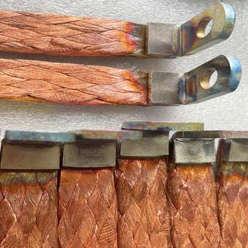 高分子中频扩散焊机焊接铜编织带铜编织线软铜排母排焊接样品