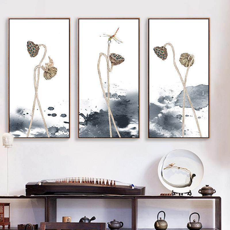 必画新中式装饰客画中国风厅画沙发装背景壁AXL-157画中式挂酒店