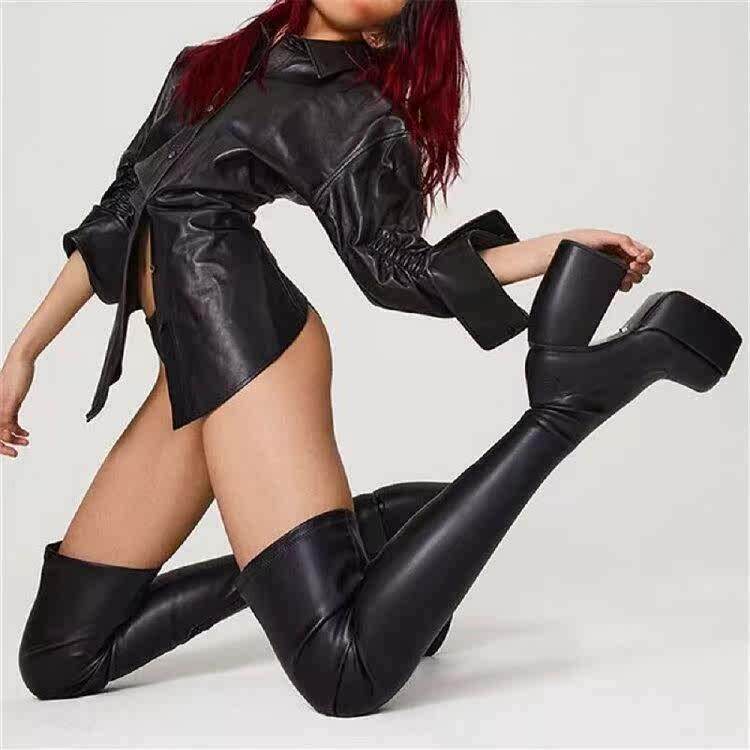 women Knee-high boots long boots大码43过膝长靴高跟弹欧美力靴