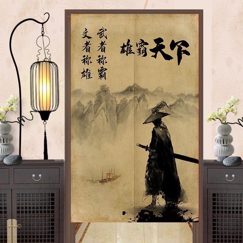 中式厨房门帘个性遮挡帘武侠创意复古半帘饭厅装饰隔断窗免打孔