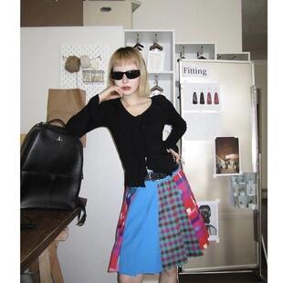 芍药居少女蛋糕消失瞭吗覆古多巴胺多面料拼接百褶半身裙女2025