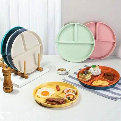 Divided Dish In 3 Diet Reusable Round Dinner Plate Kitchen