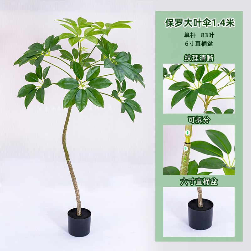 新栽款仿植物保罗大叶伞大型落地盆真客绿厅室内装饰仿真保罗大叶