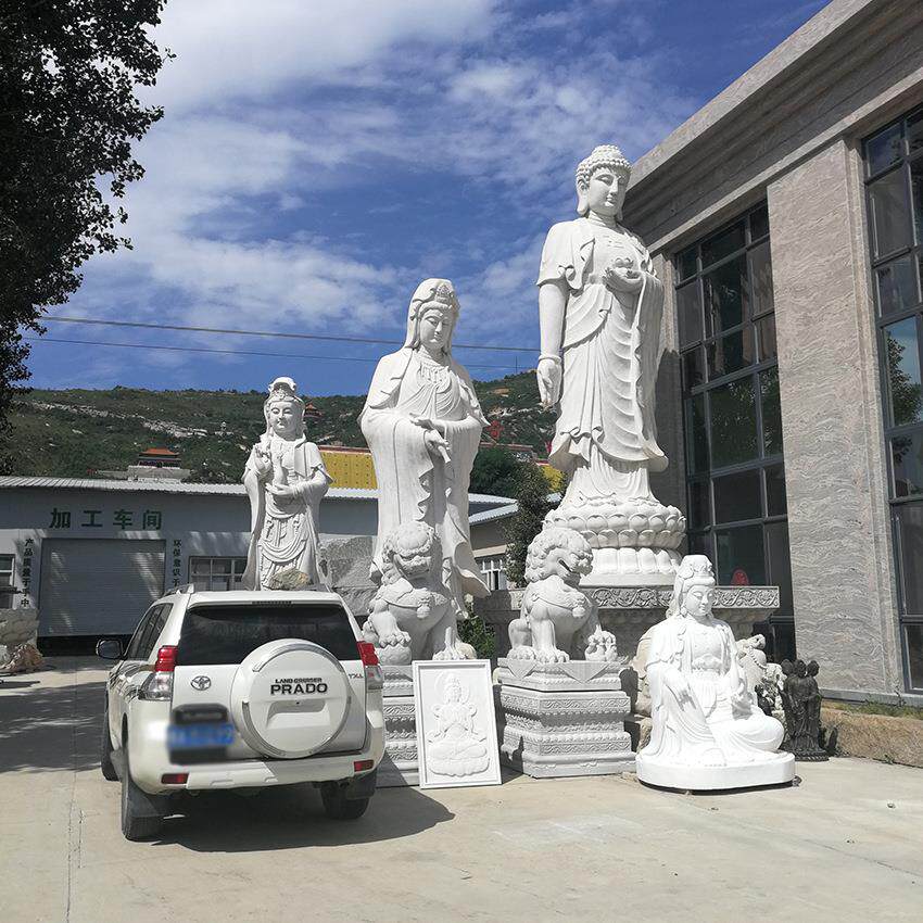 石三面观音寺庙大型滴水观像音菩萨雕像雕白玉送子观汉音摆件MXFS