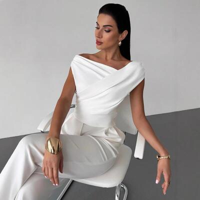 1 Piece Off Shoulder Draped Ruched Top, Brown Solid