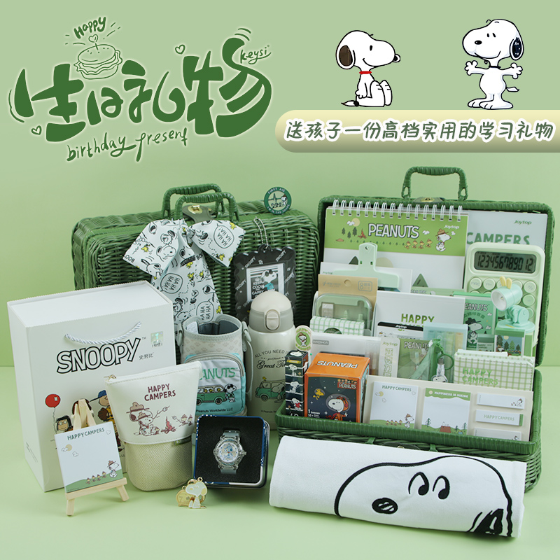 六一儿童节礼物高端精致礼品男生文具套装史努比礼盒绿色男孩女孩