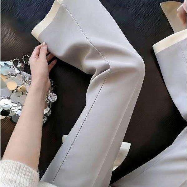潮牌极简风灰色垂感微喇裤女时尚新款高腰显瘦百搭休闲气质九分裤