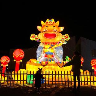 春节元 饰街道亮化灯光节 宵牛年花灯舞龙图案名鼓发光元 宵节日装
