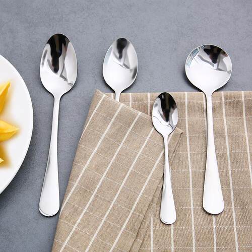 Round stainless steel long-handled soup spoon, coffee long s