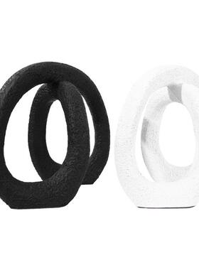 现代极简意白色创环形样房间售楼板处9000-17大堂抽象展厅软装饰