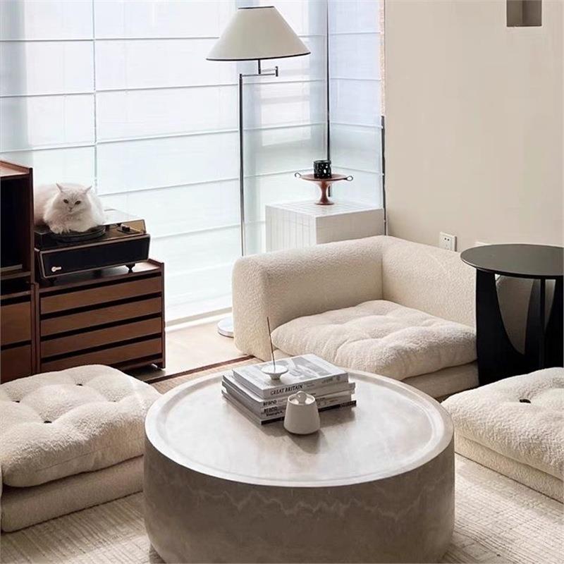 宅寂风玻钢璃石茶几客厅家用术感民艺宿65092设计师圆形大理石组