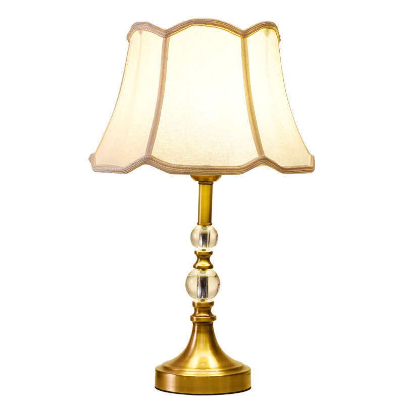 美式台灯卧室床头灯现代客厅可调光触摸遥控水晶仿铜酒店民宿台灯