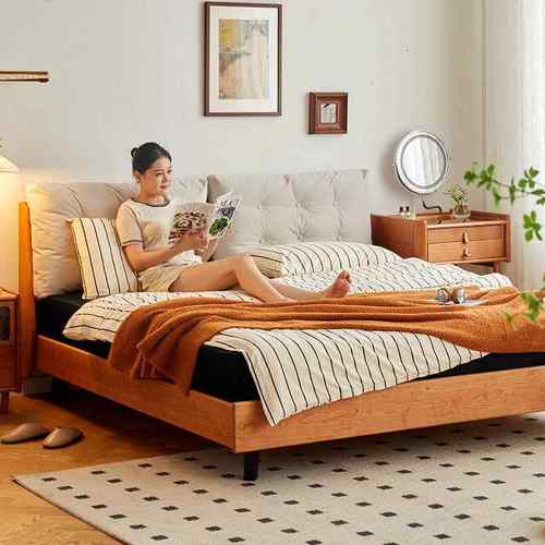 风双人古床高端夹心床Y2新中式床樱桃木家大气全用主卧床中实木床