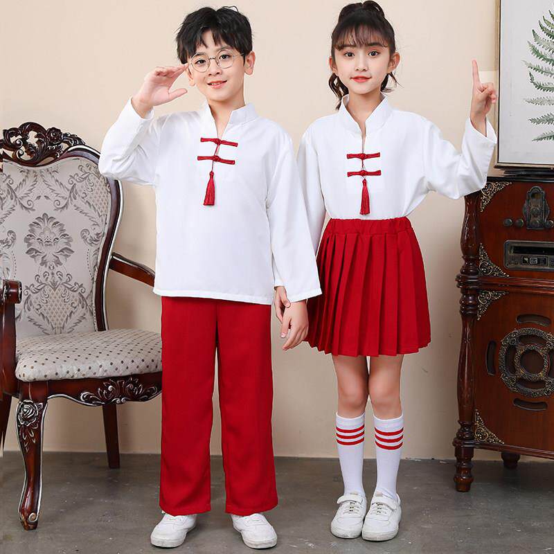 儿童歌唱祖国演出服小学生集体朗诵苹果香国风满江红合唱表演服装