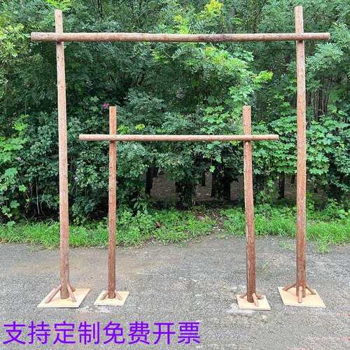 新款森系款杉木树干白桦木原木装饰防腐木花艺婚庆拱门花架爬藤架