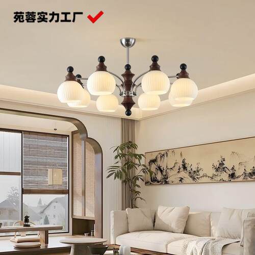 美式复古古风客厅吊灯卧室法式中古高级实木设计师书房餐厅灯具