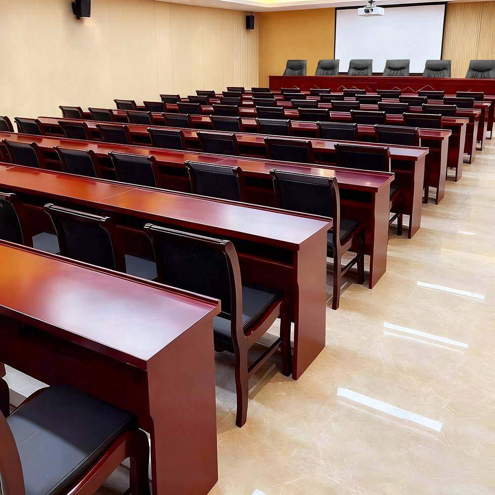 小型会议桌会议室椅组合实木双人会场党员活动室主席台油漆长条桌