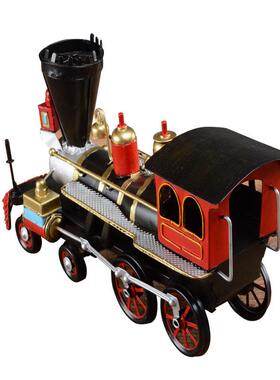 复古铁皮火车模型铁艺家居软装火车头摆件摄影道具工艺礼品摆设