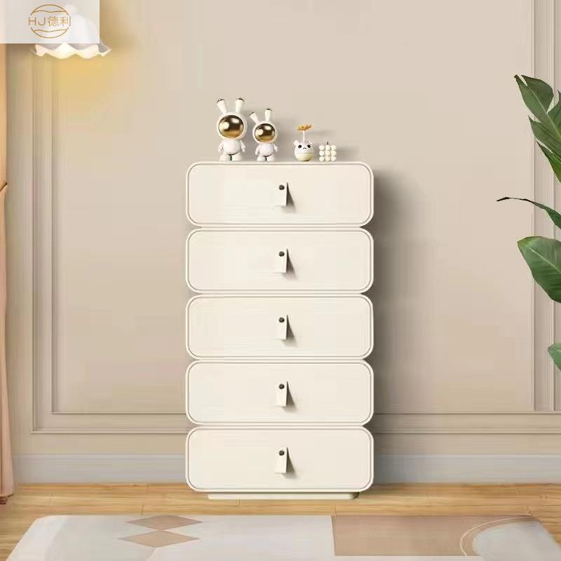 现代简约奶油风实木收纳柜简约整装四斗五斗柜客厅卧室抽屉储物柜