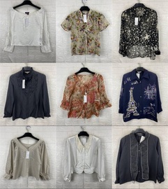 vintage古着日系薄款长短袖，复古女款纯色，电脑刺绣雪纺纽扣衬衫r1