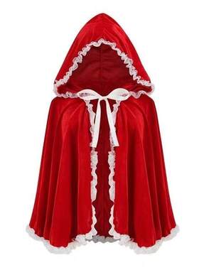 欧美周边演出服角色扮演服装小红帽连帽斗篷红披风蕾丝边