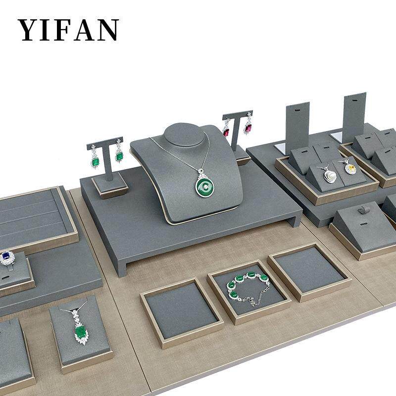 珠宝展示道具PU皮套台柜台陈列套装玉器银饰展示架首饰饰品