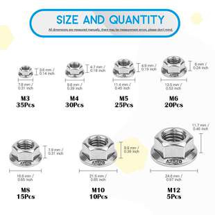 100pcs304不锈钢DIN6923六角法兰螺母M3~M10M12跨境盒装螺母套装