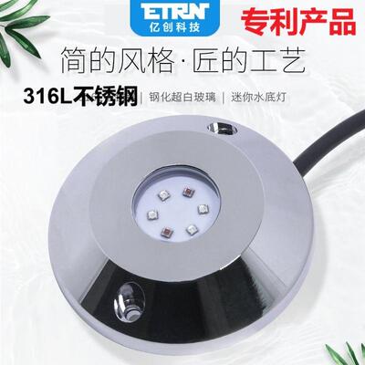 外贸产品316L不锈钢水底灯防水IP68游艇led灯泳池花园喷泉RGBW24W
