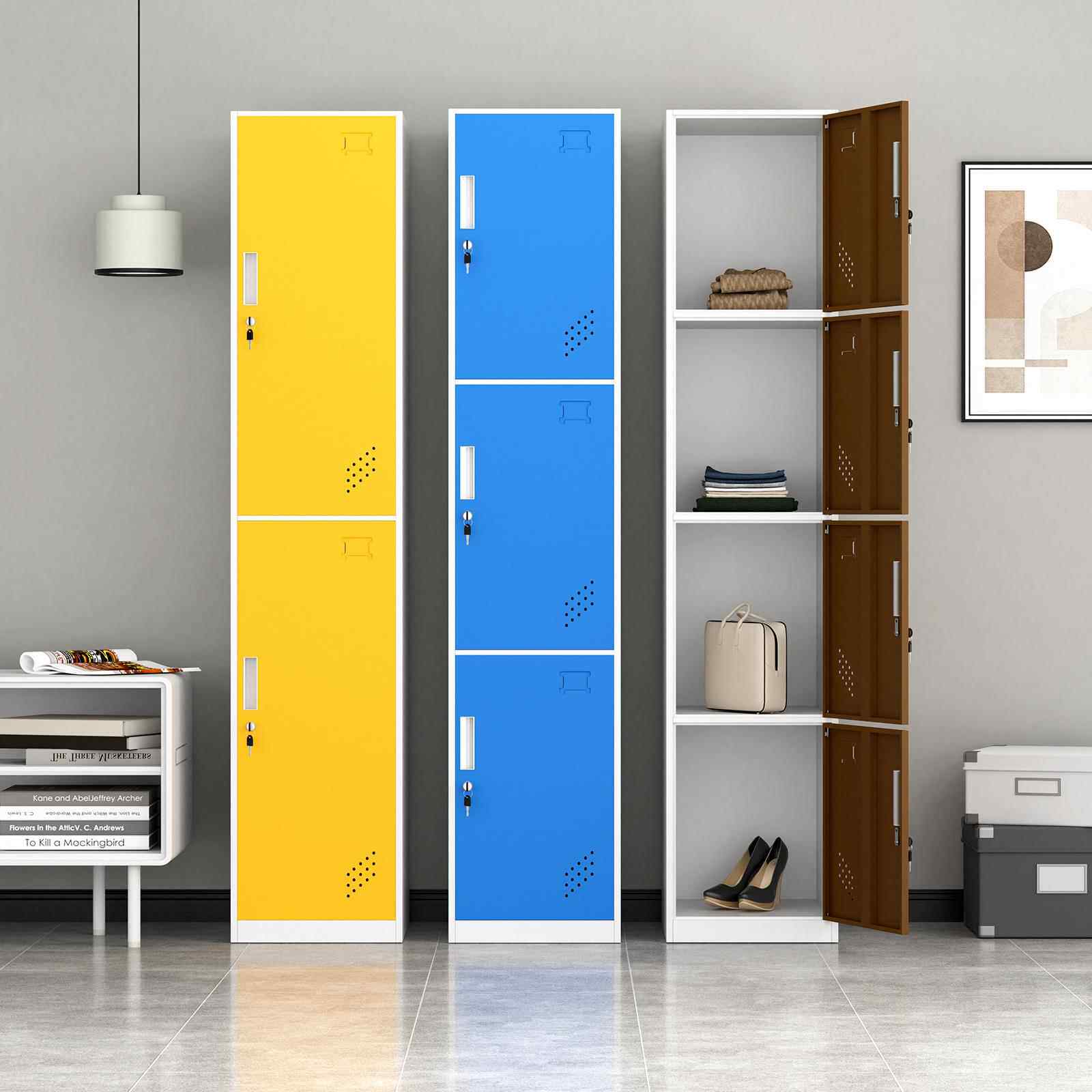 铁皮柜更衣柜员工宿舍浴室储物柜子带锁钢制单门简易办公室换衣柜