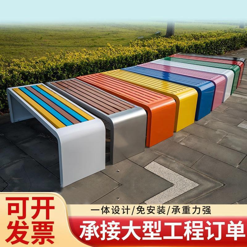 公园靠背座椅户外椅长条坐凳小区商场庭院露天凳休闲防腐实木椅子