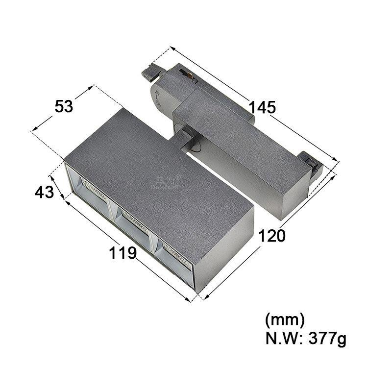 典为方形30*70°洗墙轨道灯可做10W30W调光博物馆展览馆LED轨道灯