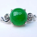 缅甸玉石18K金镶玉戒指绿蛋面镶嵌裸石翡翠戒指女2.58g 天然正品