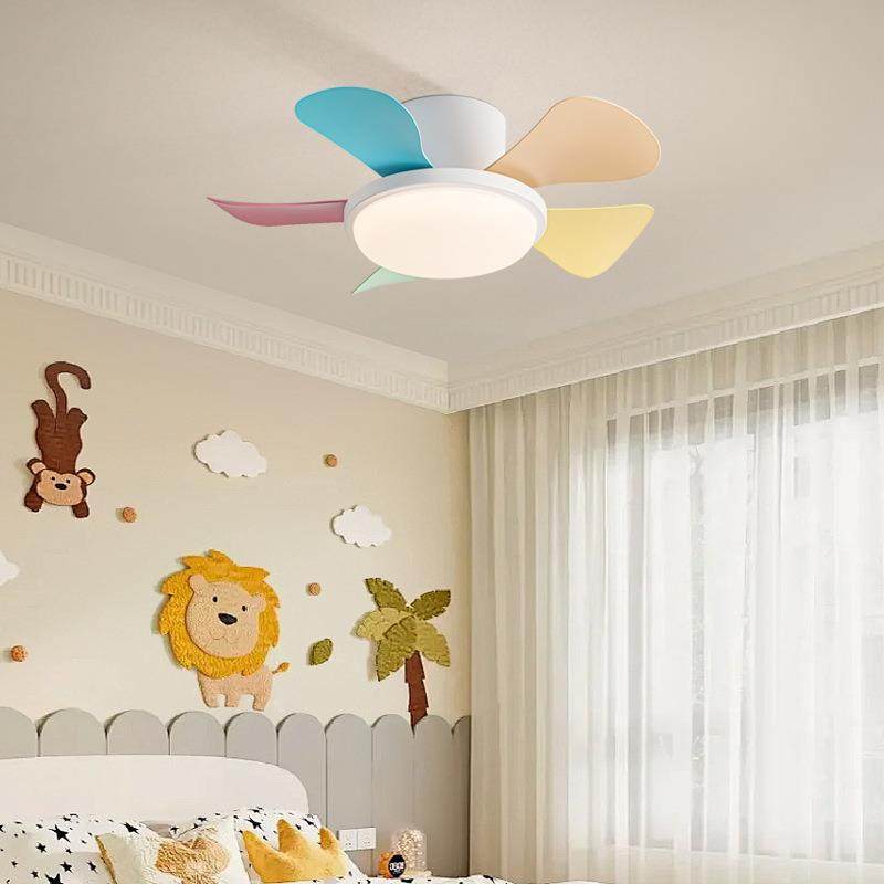 代简约吸顶儿童房卡通风现灯扇卧室AEW吊带扇灯低楼层家用电扇吊