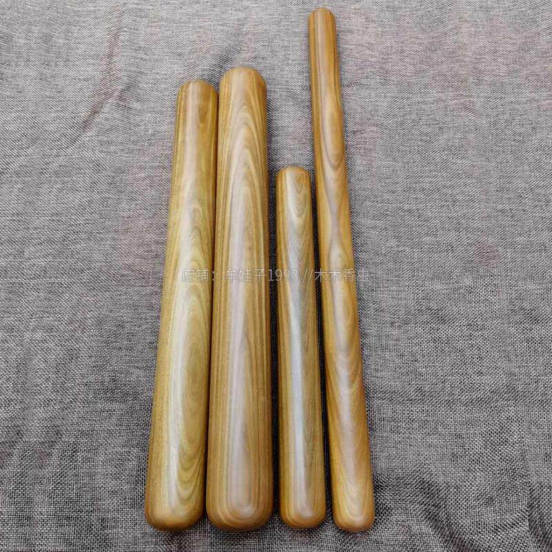 绿檀平圆棒木料硬木香檀实木擀面头短廷棒按摩工具阿根YFW产木雕