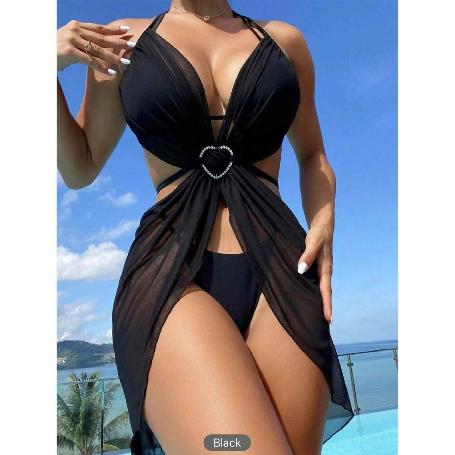 bikini neck halter moderate sexy swimsuit piece three