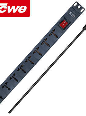 TOWE同为PDU机柜插座8位10A万用孔带总控开关3米线pdu排插插座板