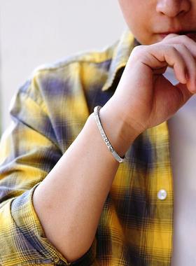 高档999纯族银森系复手镯男女士款潮情侣民龙年礼物男生古足风银