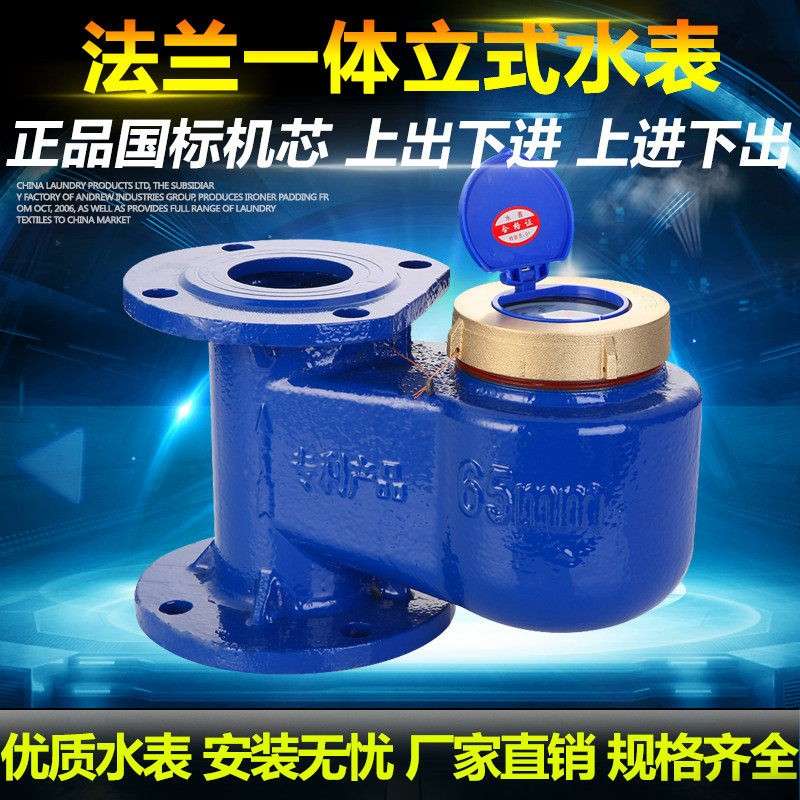 旋翼法兰立式水表 冷热水竖式一体立式法兰水表自来水下进上出100