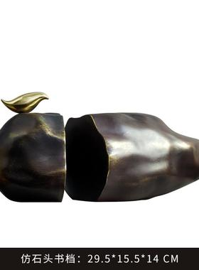 正品新中意书档居家软装饰品书房样板房创树脂彷式石头金鸟书靠摆