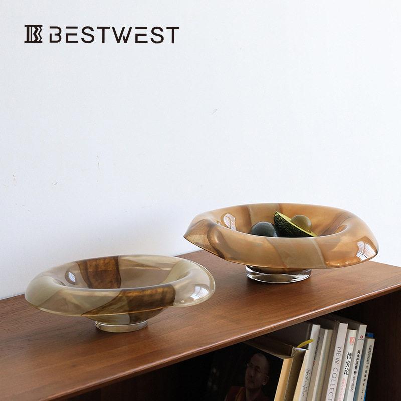 水果盘轻奢高端客厅茶几家用精致高颜值艺术感摆件中古风高级感大