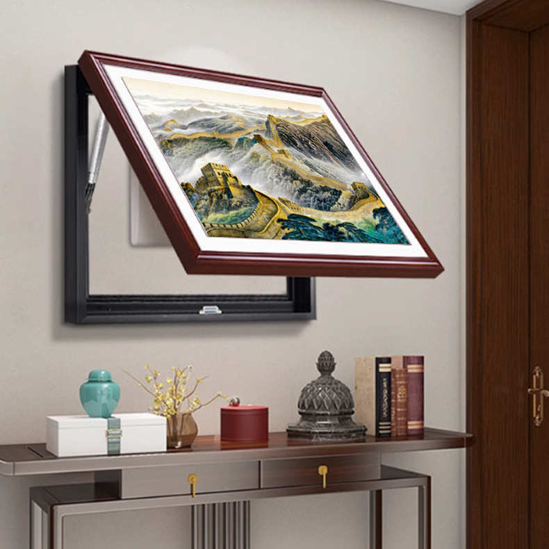 新中式实木电表箱装饰画2025新款免打孔遮挡配电箱电闸盒电源挂画