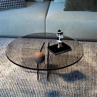 亚力圆形茶克轻奢客厅桌家用网意Z1019红时尚 设计师极简创透明茶