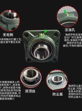 卧式球外面承带座367方形座UC阳F3153163173轴18319淮加厚